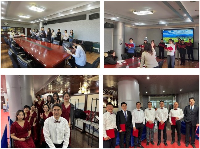 组织教职工在联欢会上表演了语言类节目